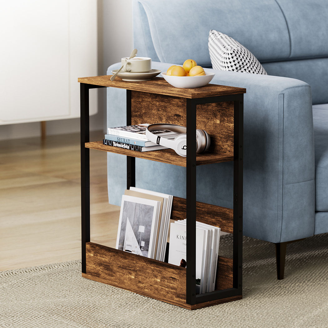 3 Tier Metal Coffee Table Black 19x47x61cm