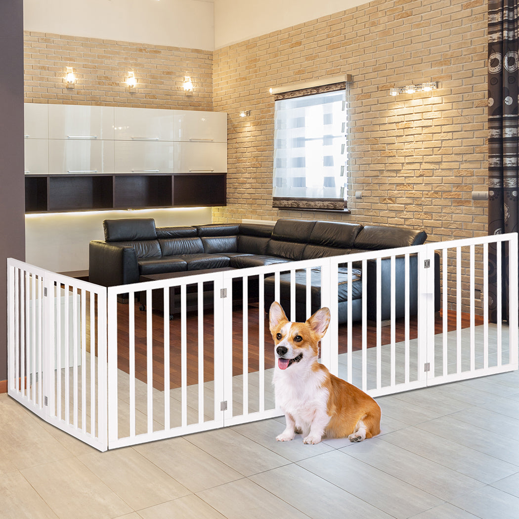Wooden Pet Gate Dog Fence Safety White 100 Pack