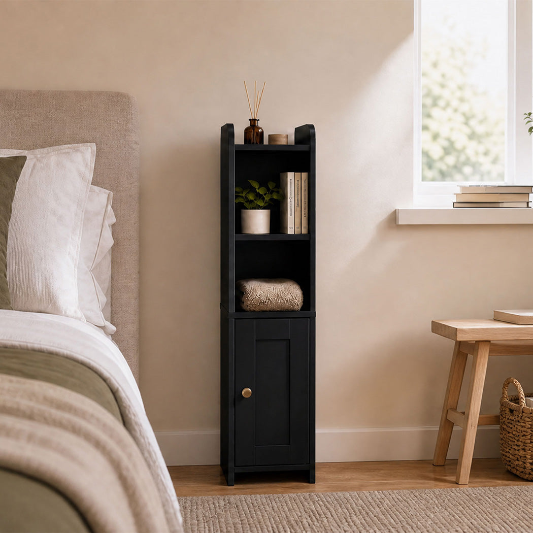 Slim Corner Bathroom Cabinet Storage 78.5cm Black | Simplede