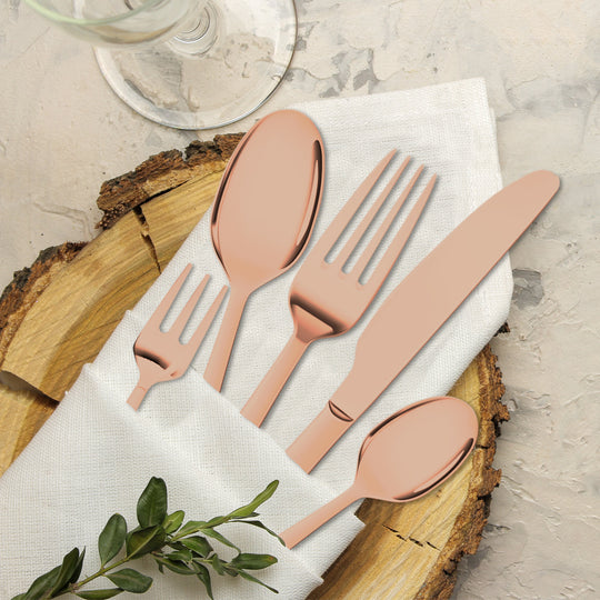 Stainless Steel Cutlery Set Glossy Knife Rose Gold - Fork Spoon Child Travel