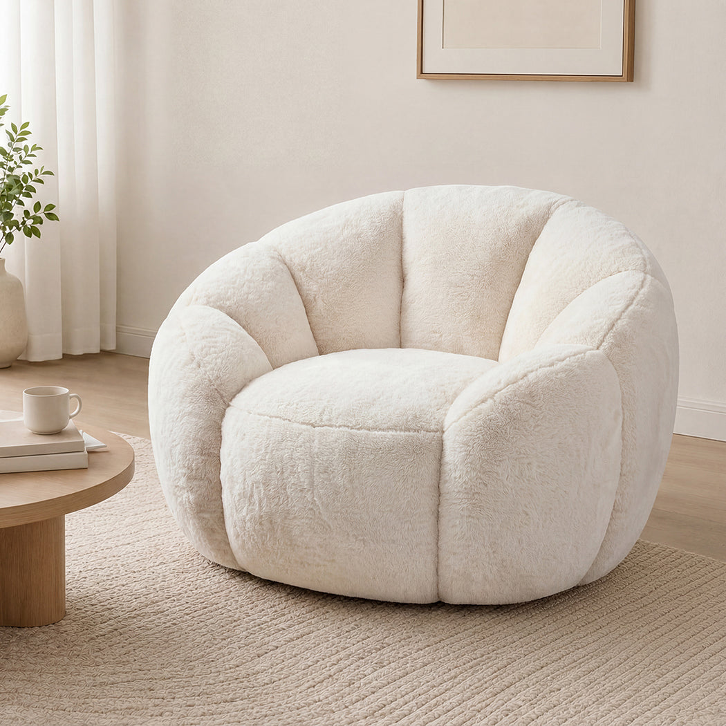 Floral Bean Bag Chair White 100x105x75cm