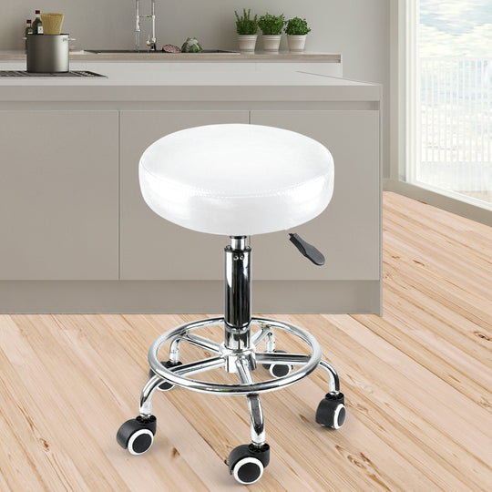 Salon Stool Swivel Hairdressing White - Bar Stools Barber Chairs
