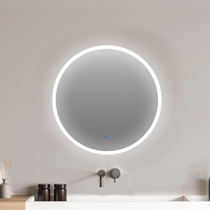 LED Wall Mirror Round Anti-fog 60CM - Bathroom Makeup Light Decor