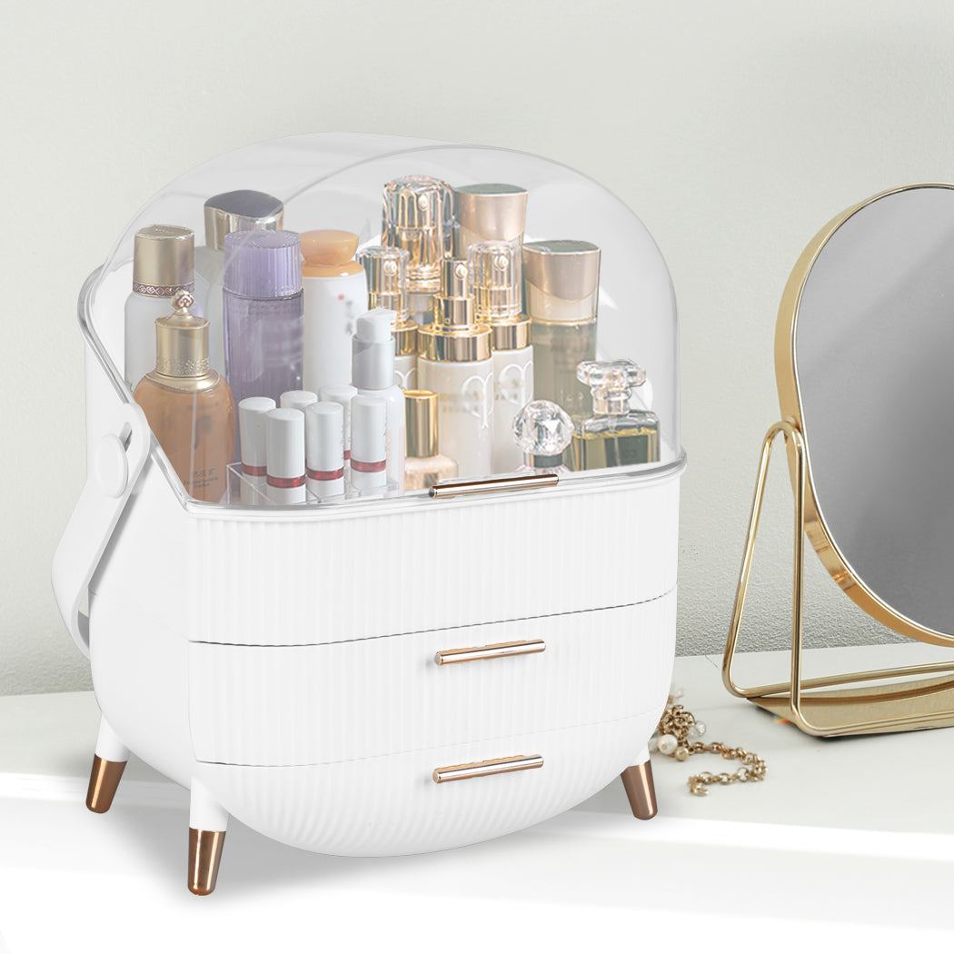 Makeup Organizer Case Portable Cosmetic Jewellery Storage Box White/Green