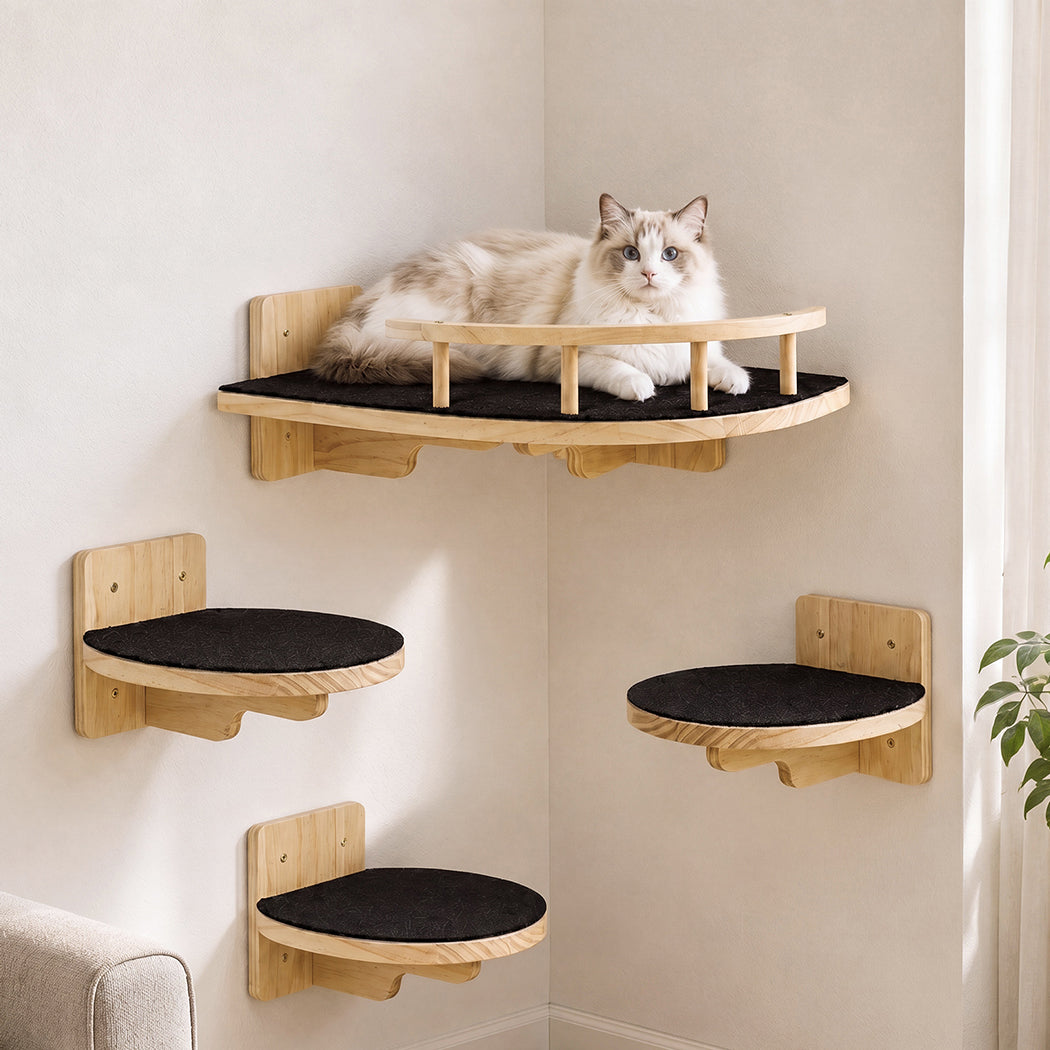 Corner Cat Shelf Natural Wood 22.5x19.3x1.8cm