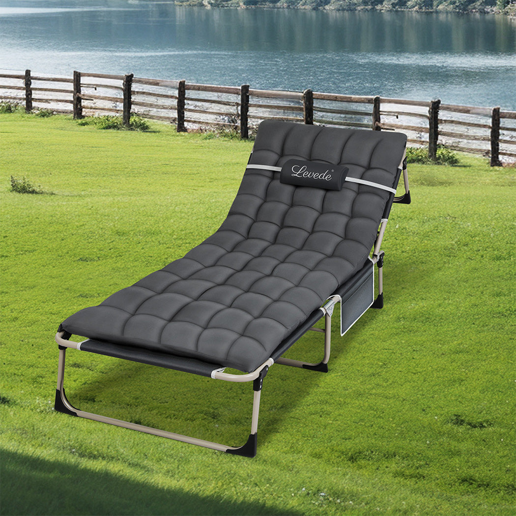Folding Camping Bed Portable Grey 25x0.7cm