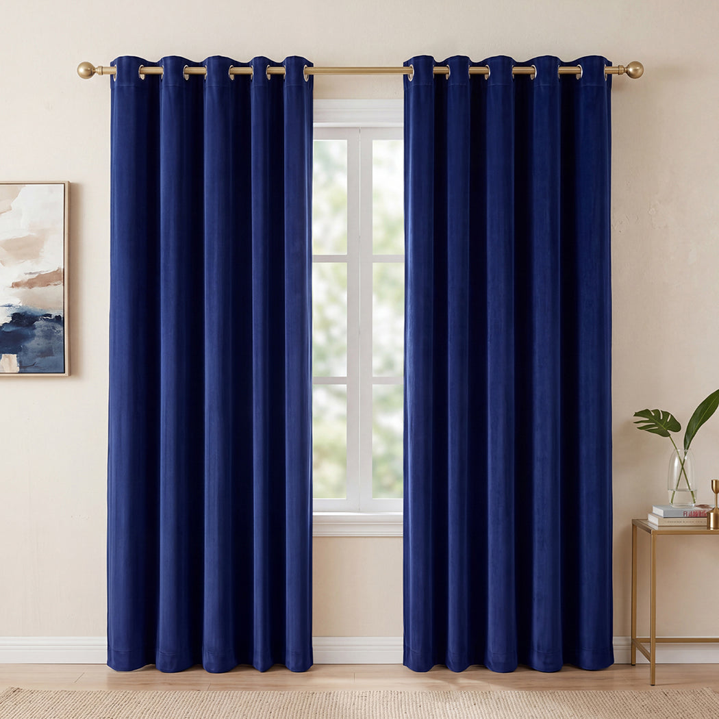 Velvet Blackout Curtains Blue 240x230cm | Simpledeals