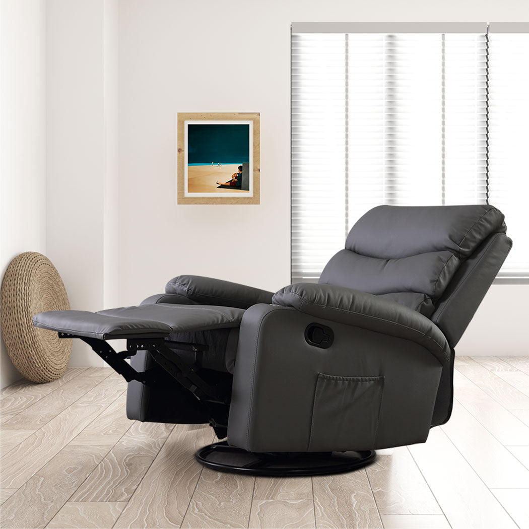 Grey Recliner Massage Chair Adjustable Comfort Lounge Seat
