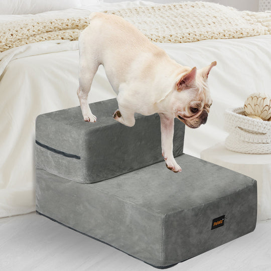 Pet Stairs 2 Step Ramp Portable Small - Adjustable Climbing Ladder Soft