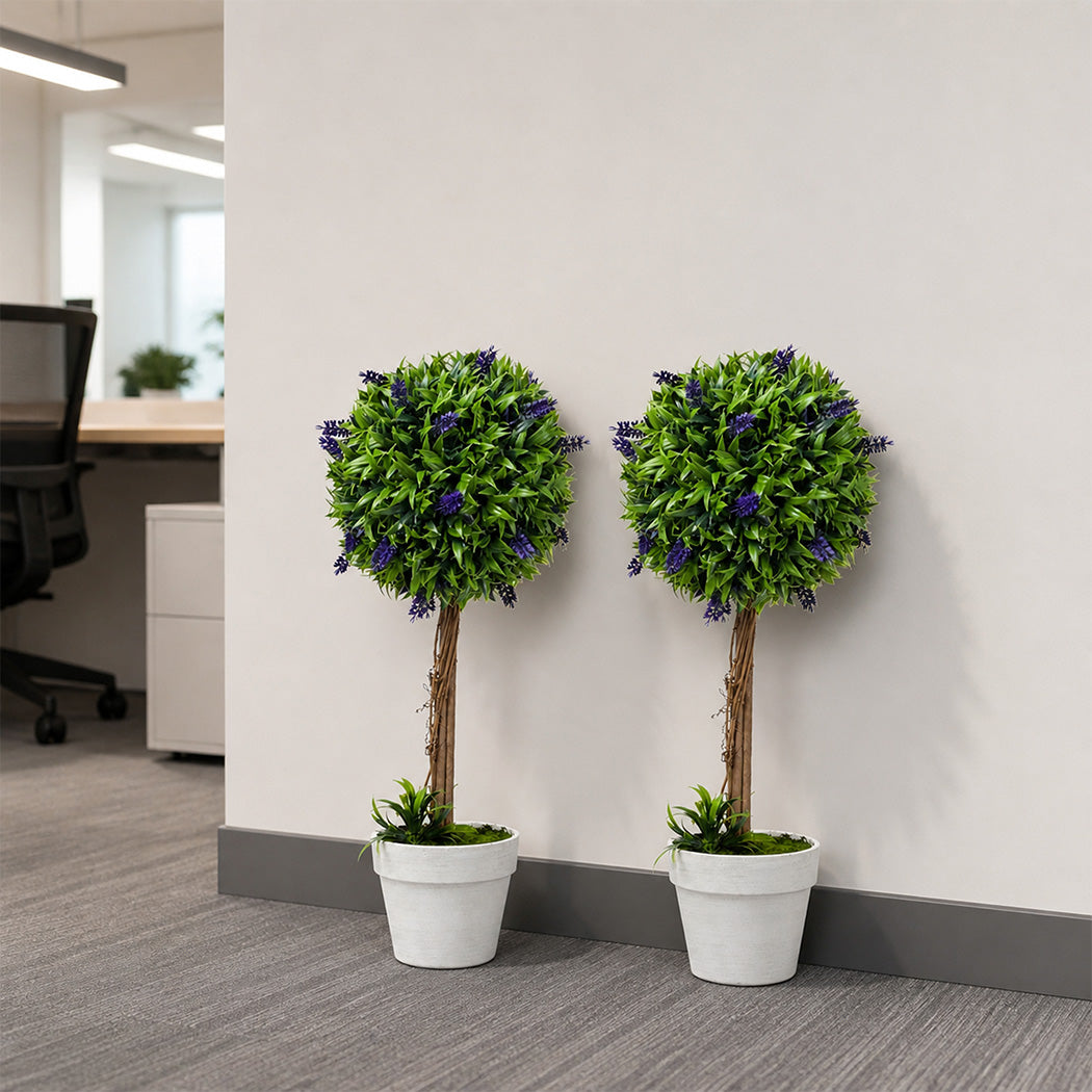 Artificial Lavender Topiary Set Green 24x24x60cm
