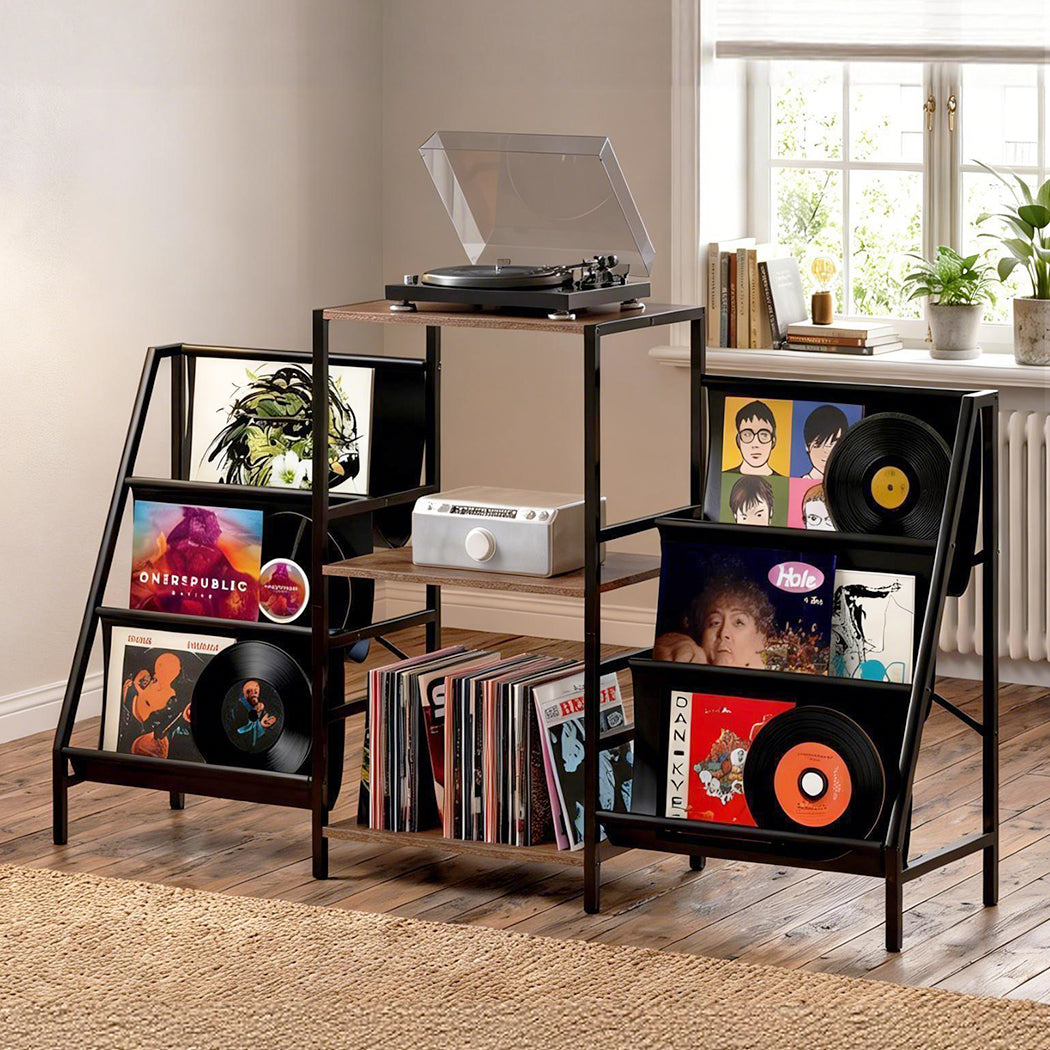 Record Player Stand Vinyl Storage 125x30x74cm