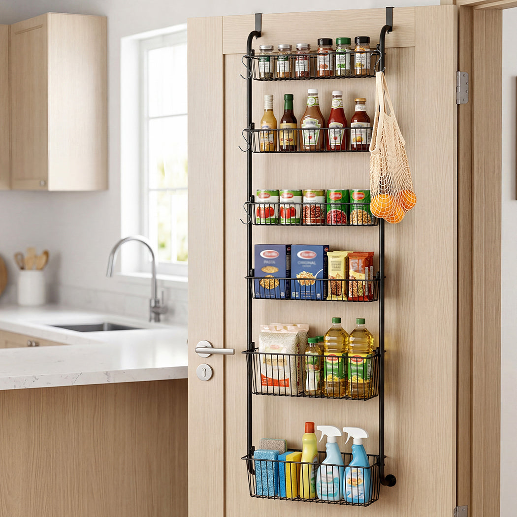 Over Door Pantry Organiser 6 Tier Metal Rack | Simpledeals