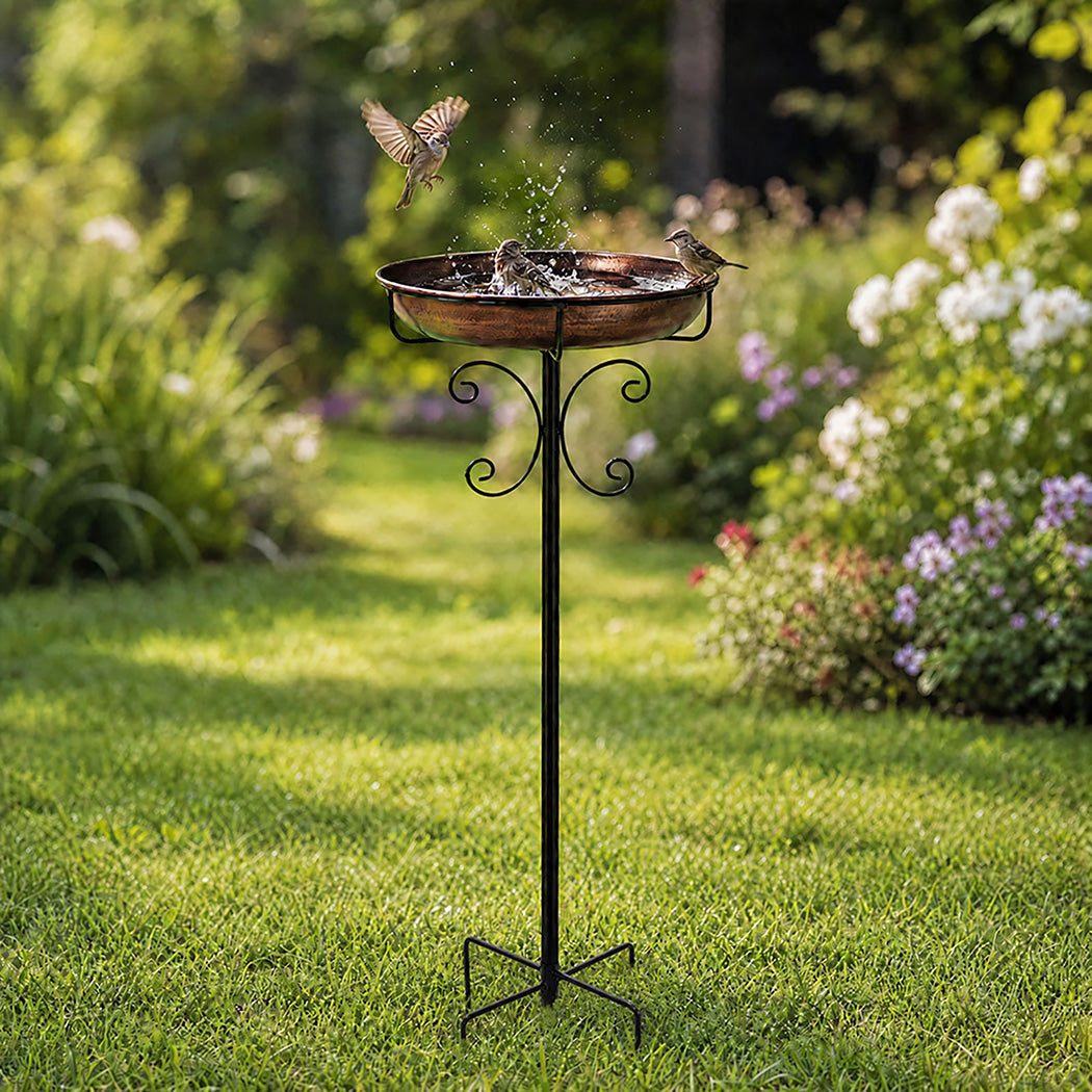 Freestanding Metal Bird Bath Feeder 100cm | Simpledeals