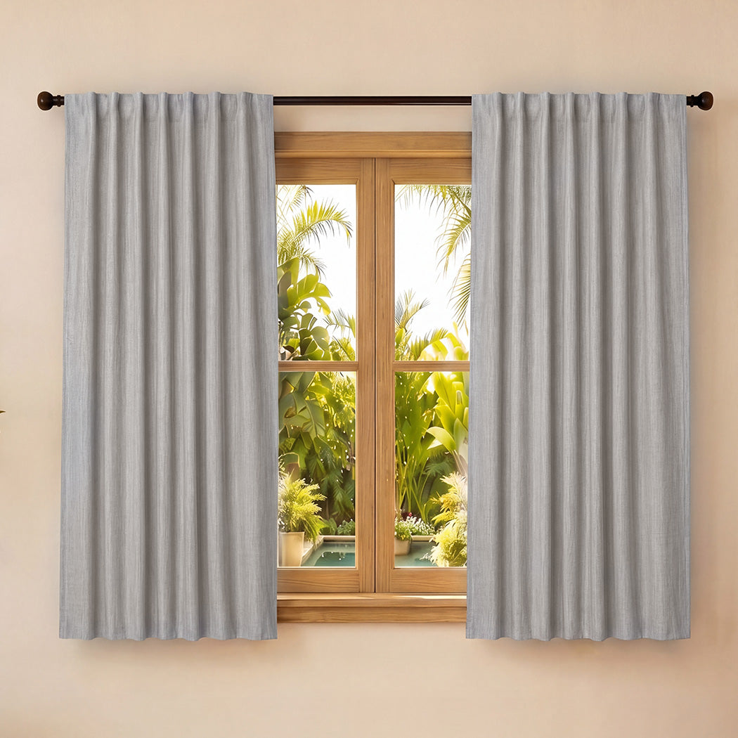 Blackout Curtains 2 Panels Grey Thermal Linen | Simpledeals
