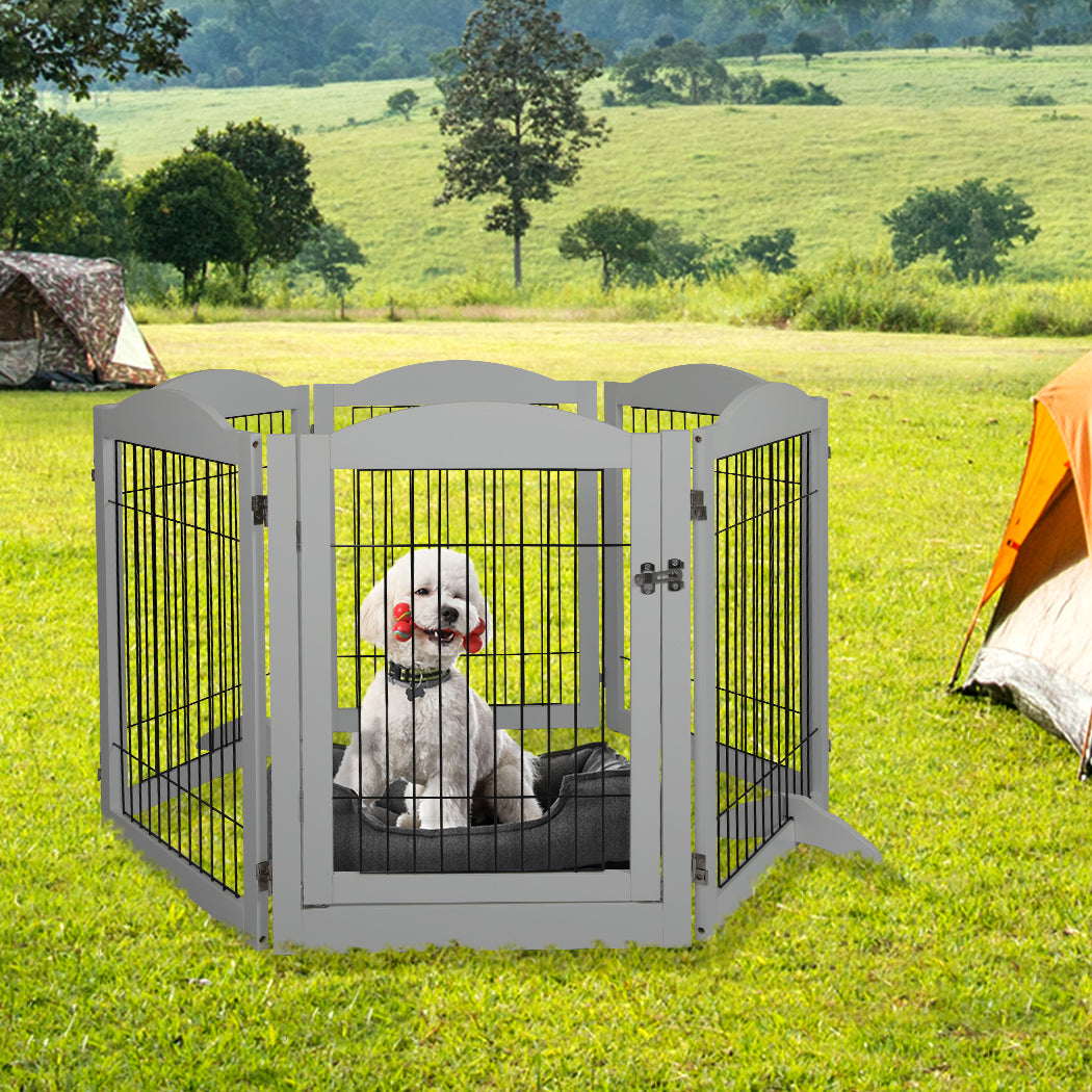 6 Panels Pet Dog Playpen Puppy Exercise Cage Enclosure Fence Indoor