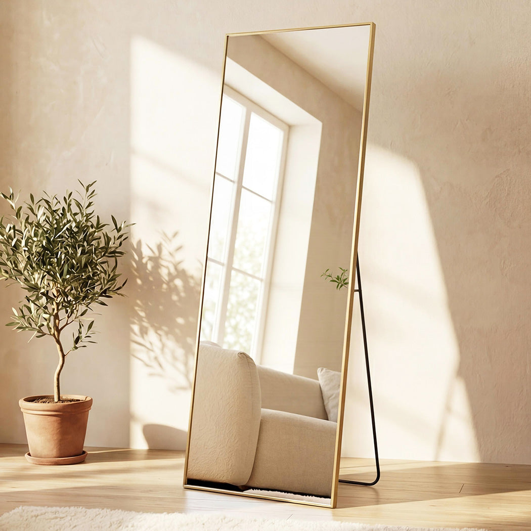 Full Length Mirror 165x60cm Gold Floor Standing | Simpledeals