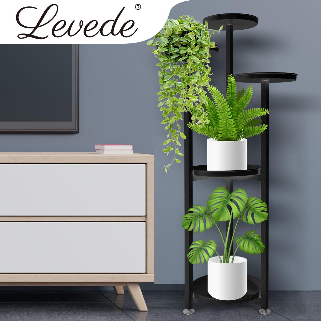 Large Plant Stand Indoor Outdoor Black Metal Flower Pot Display Rack