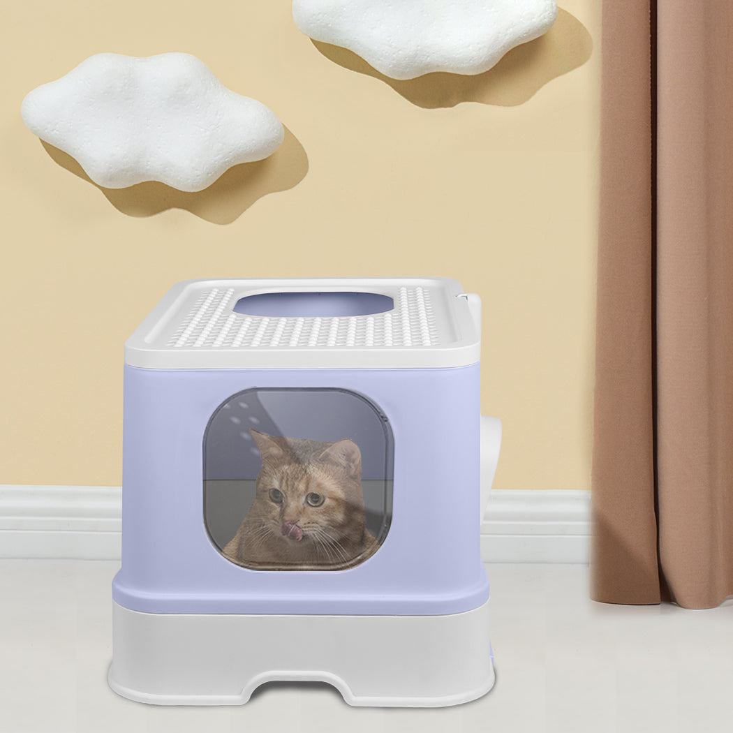 Cat Litter Box Fully Enclosed Toilet Purple - Trapping Odor Control Basin