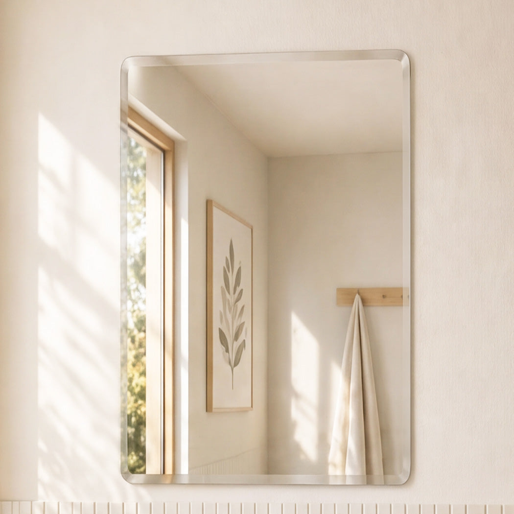 Frameless Wall Mirror Tempered Glass 60x45cm | Simpledeals