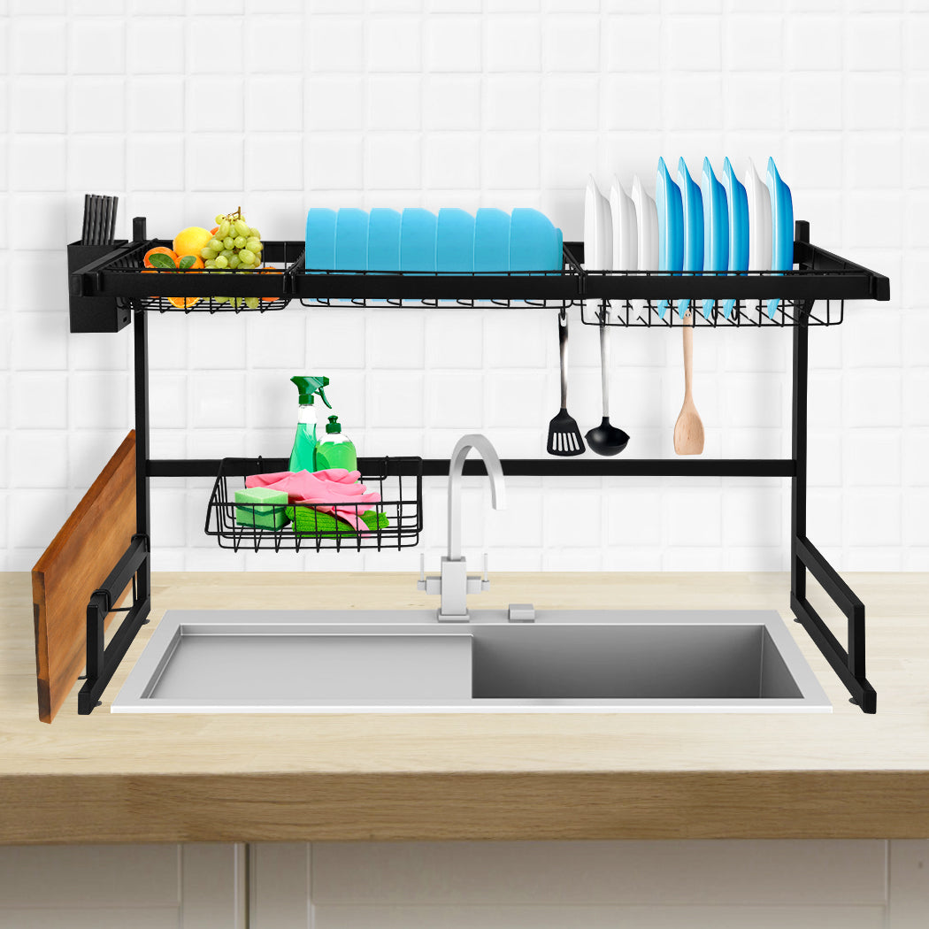 Dish Drying Rack Over Sink Steel 85 CM - Tier Stainless Drainer Organizer
