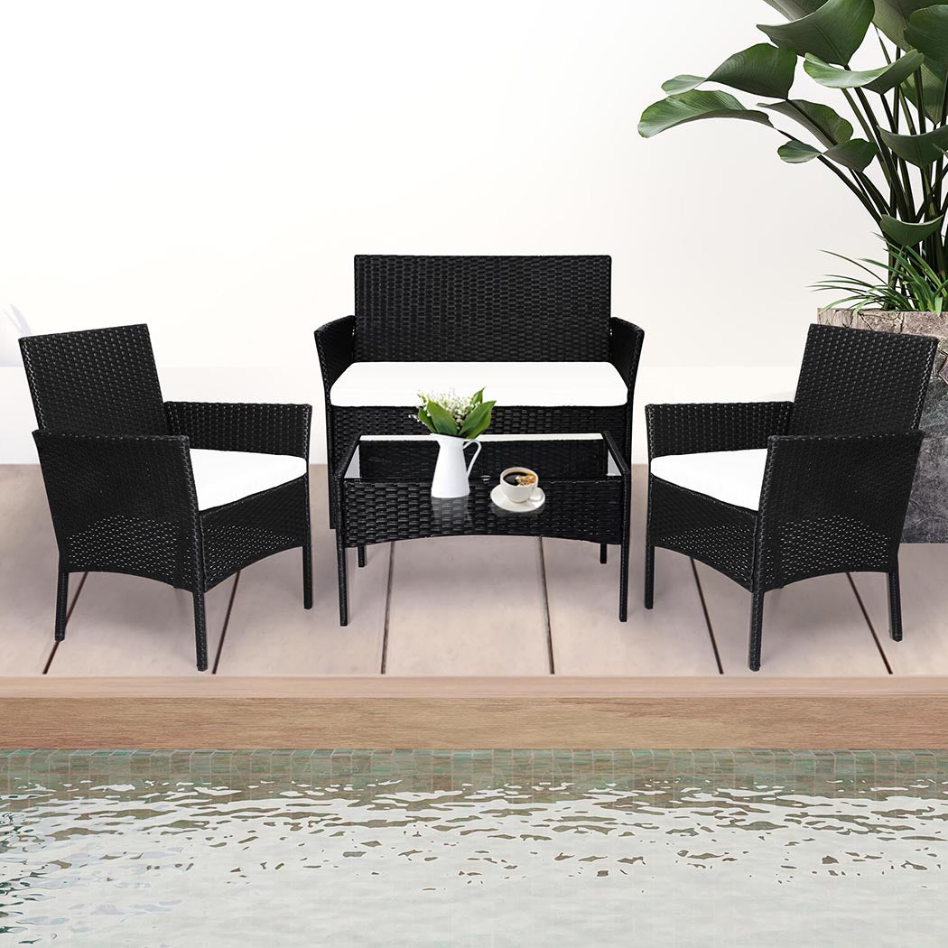 4PCS Outdoor Furniture Setting Patio Garden Table Chairs