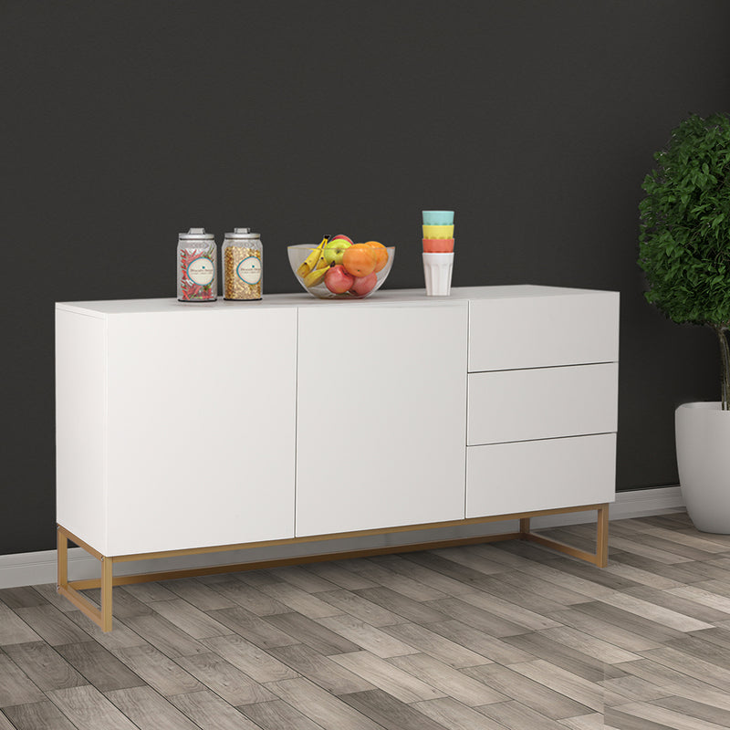 Buffet Sideboard Storage Cabinet White - Automatic Spring Drawers Shelf