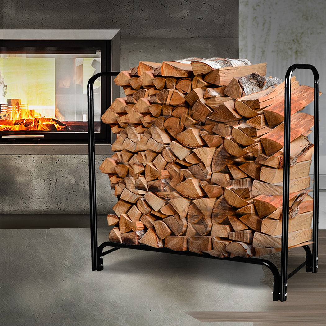 Firewood Rack Heavy Duty Steel Holder 123x33x126cm