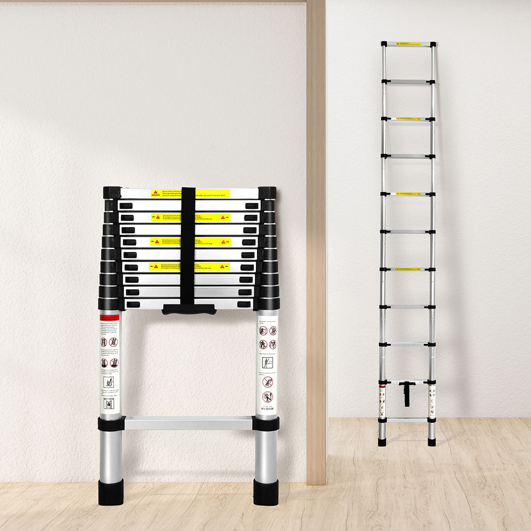 3.2M Telescopic Ladder Aluminium Extendable Folding Ladder 150kg