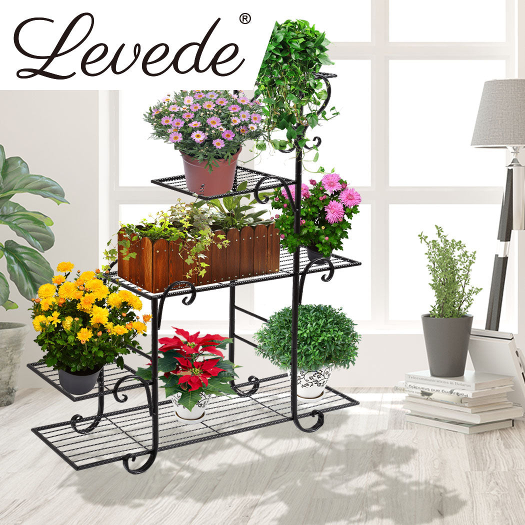 Plant Stand Outdoor Indoor Metal - Black