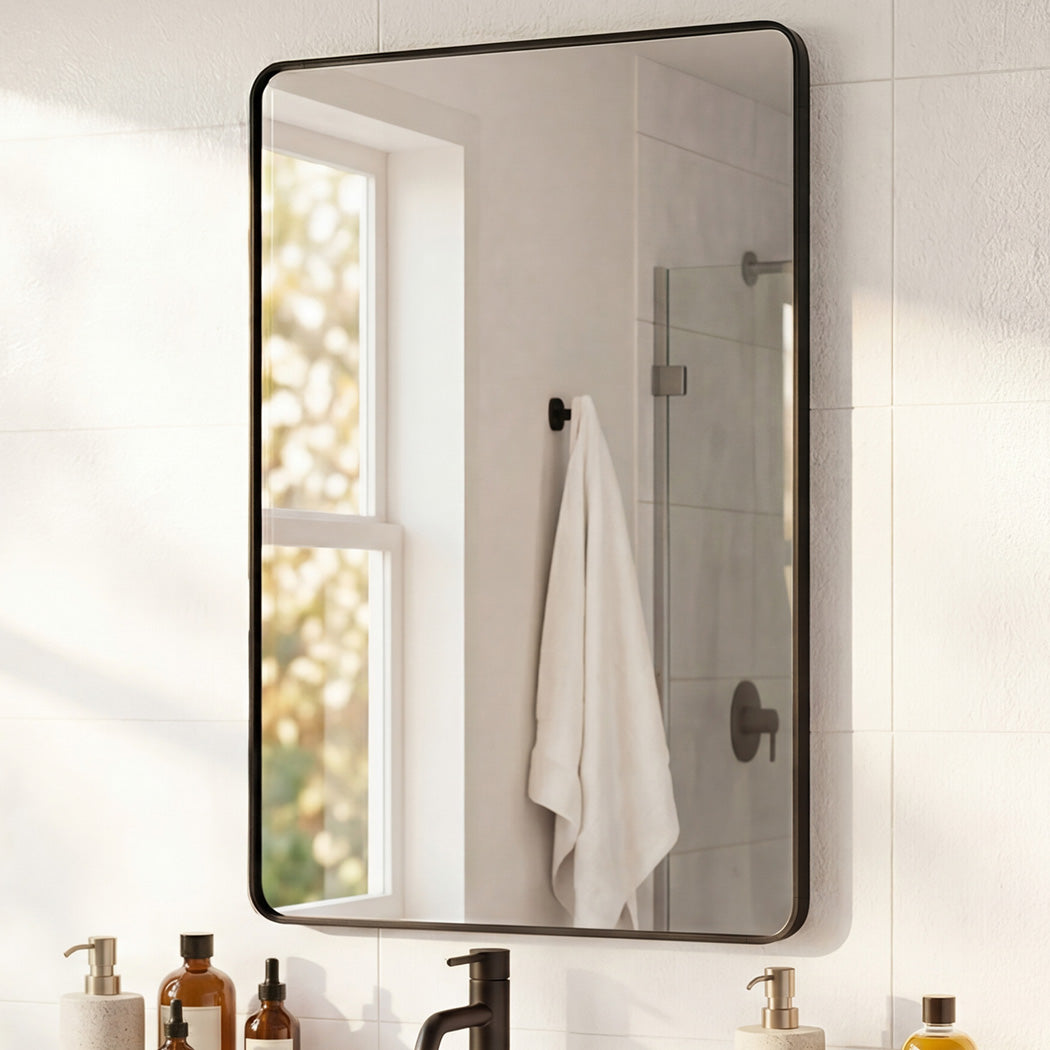 Rectangle Wall Mirror 75x50cm Black Aluminium | Simpledeals