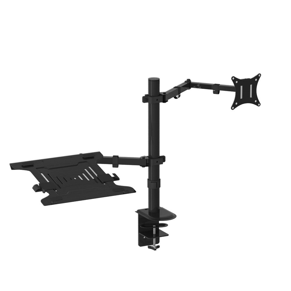 Desk Mount Monitor Laptop Tray Swivel Tilt Extendable Arms