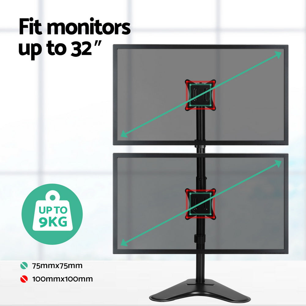 Monitor Arm Stand Dual Mount Hd Led Tv Bracket Holder Freestanding