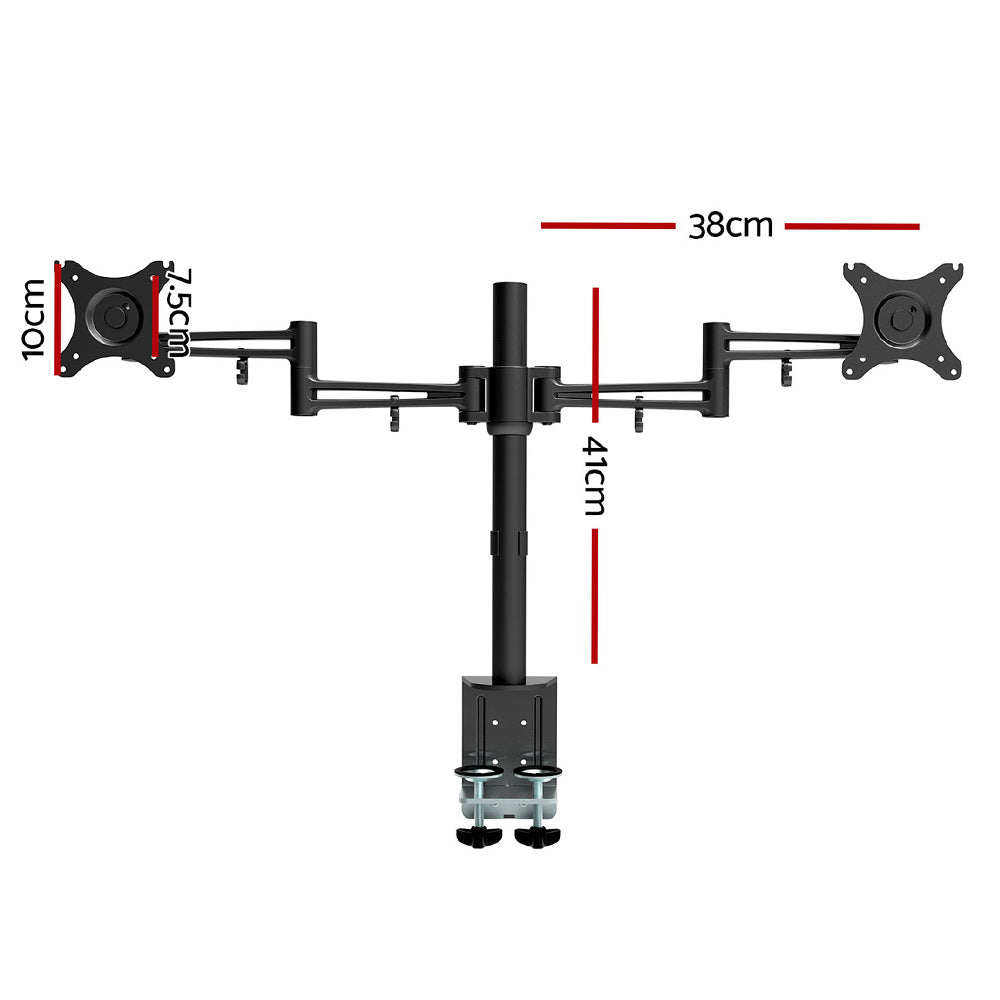 Dual Monitor Arm Desk Mount Screen Holder Adjustable Bracket