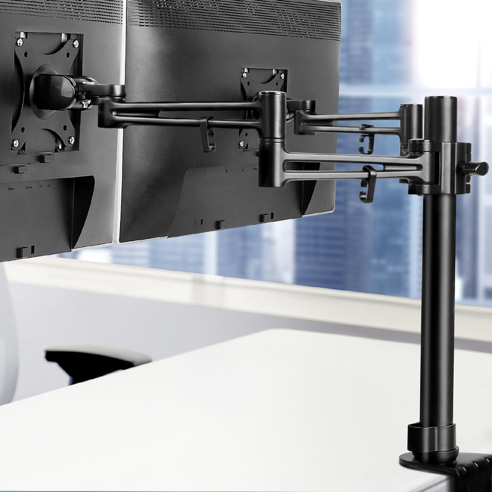 Dual Monitor Arm Desk Mount Screen Holder Adjustable Bracket