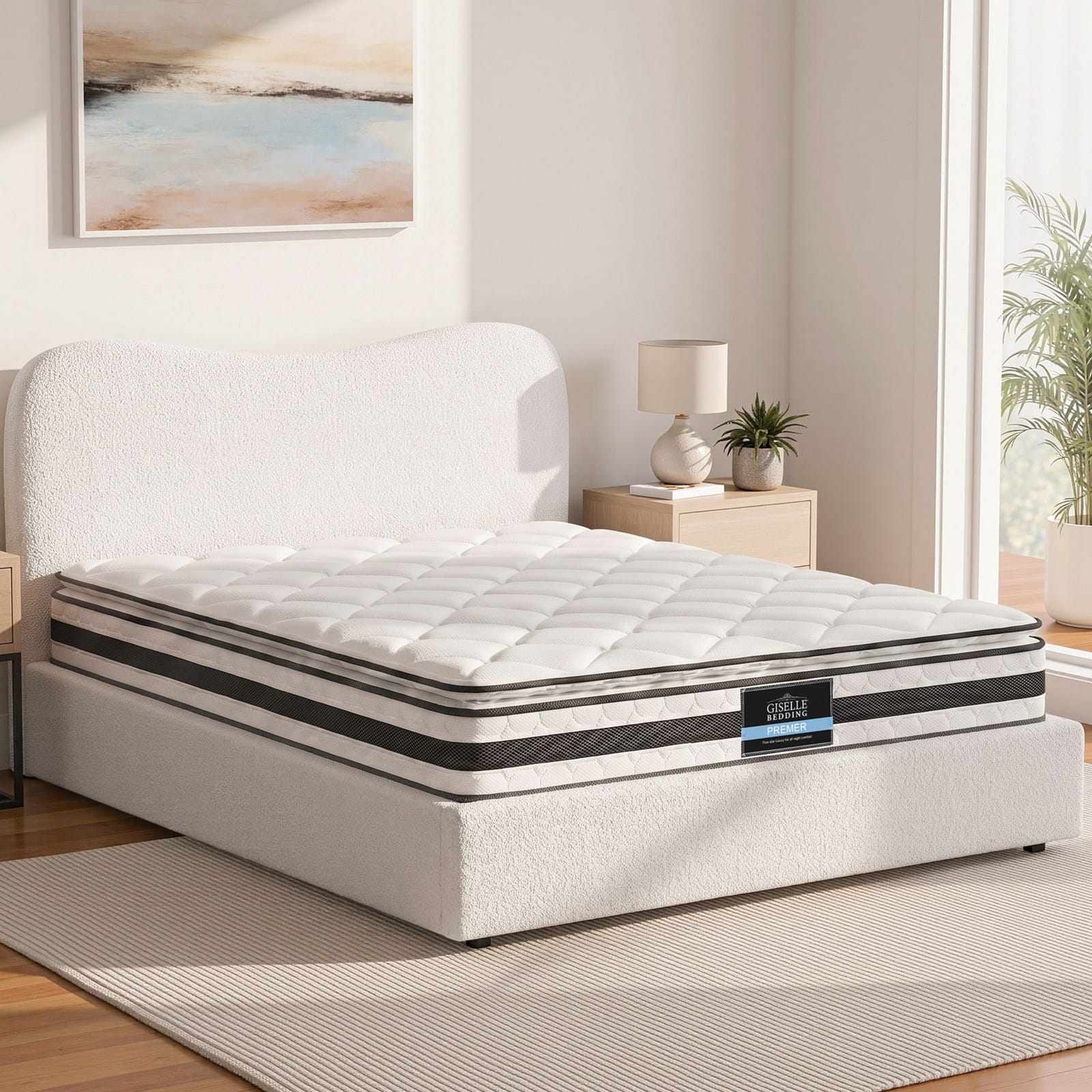 Double Bed Frame Mattress Set 190x137x21cm