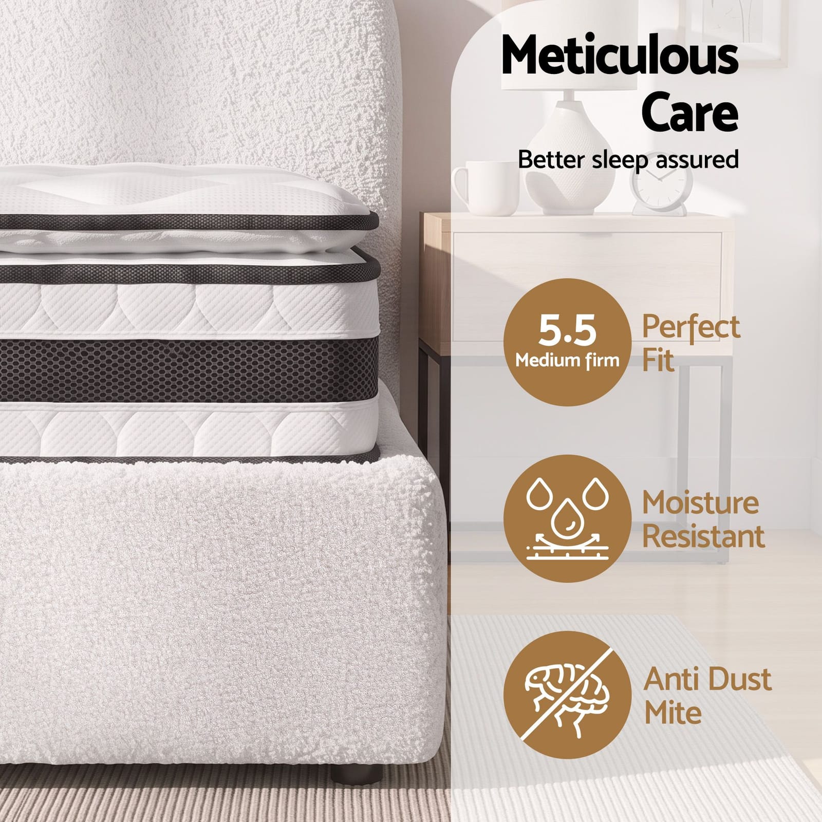 Double Bed Frame Mattress Set 190x137x21cm