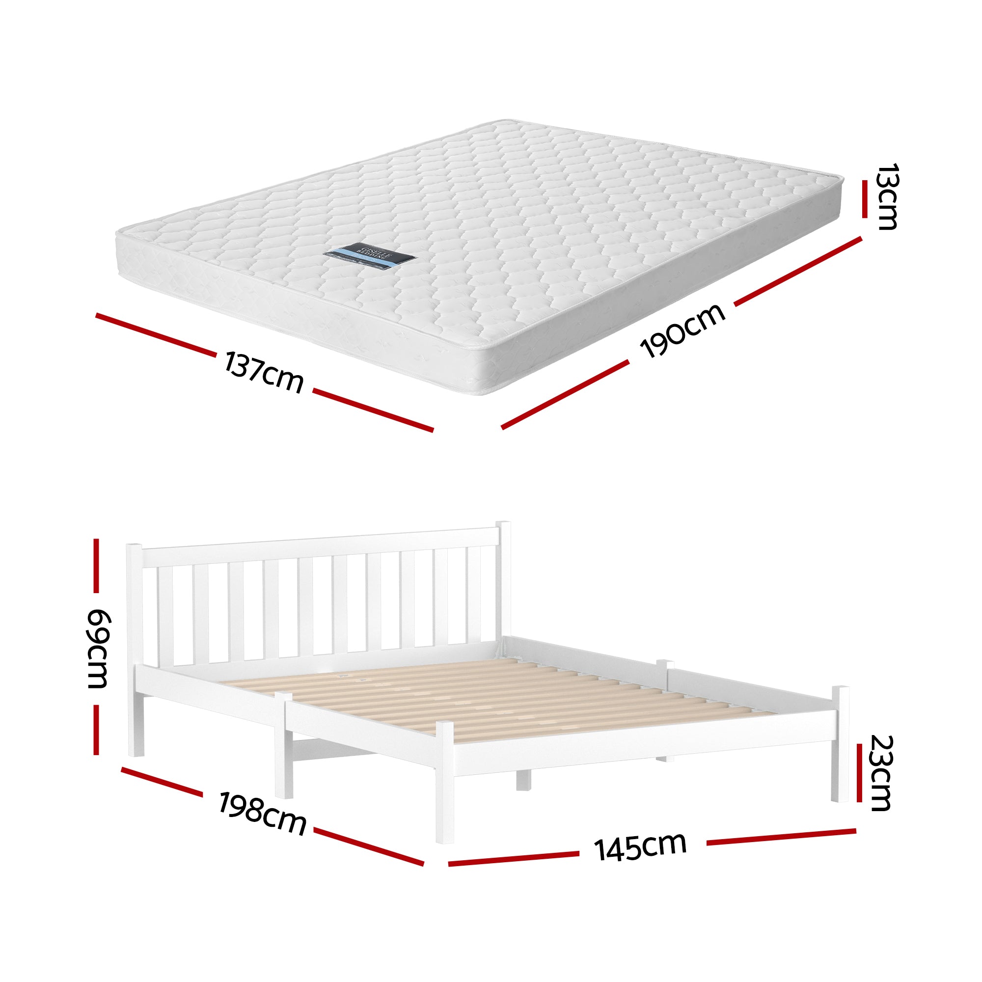 Double Mattress Pine Bed Frame Bundle | Simpledeals