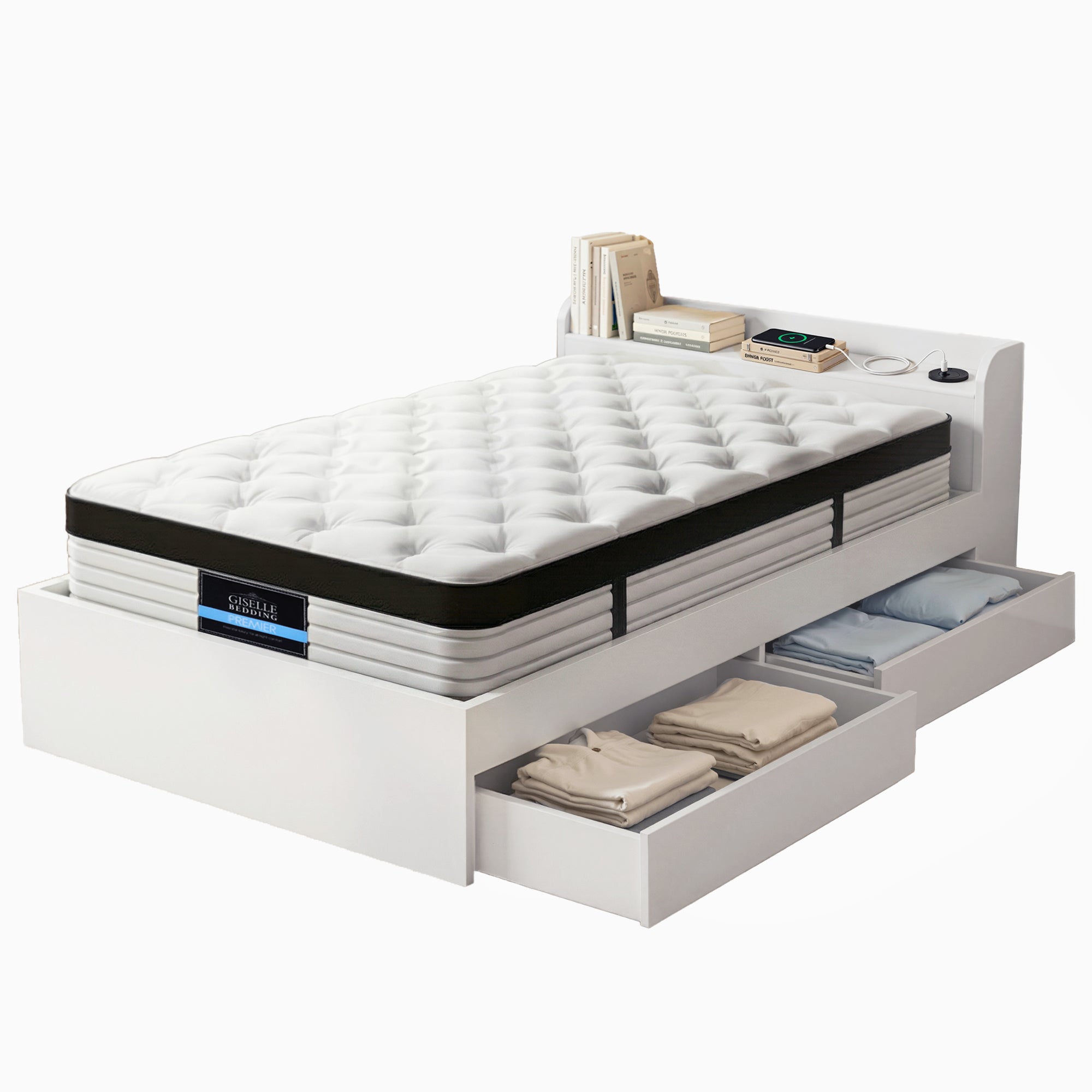 Single Mattress Bed Frame Set Pocket Spring | Simpledeals