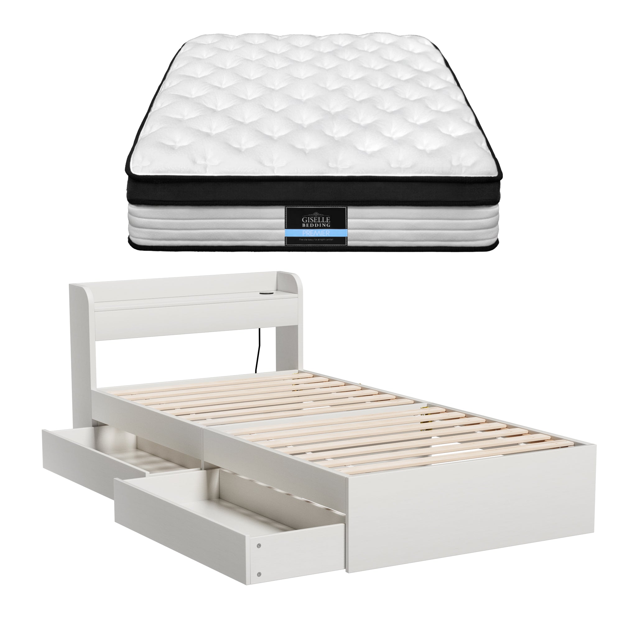 Single Mattress Bed Frame Set Pocket Spring | Simpledeals