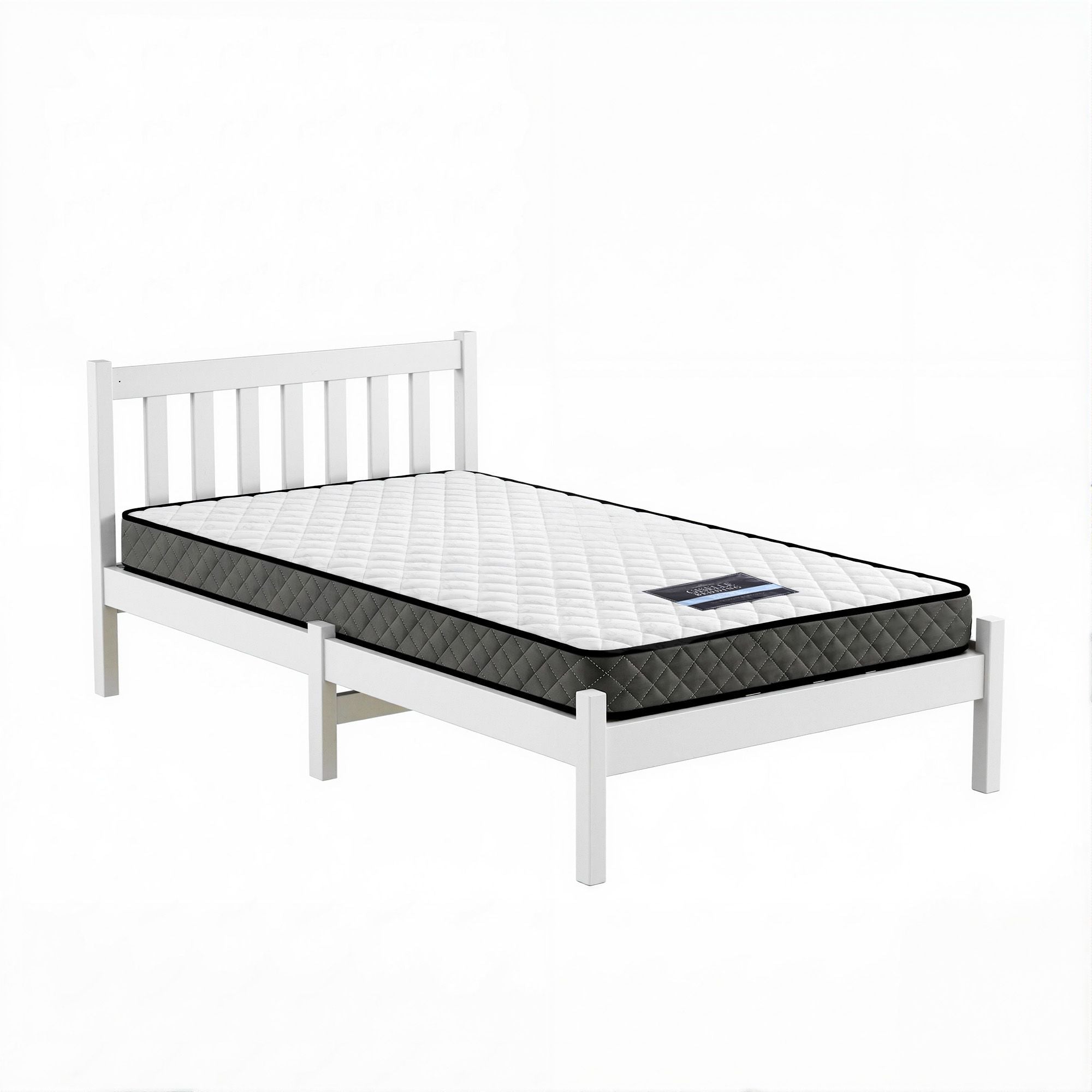 Single Bed Frame Mattress Set White Pine | Simpledeals