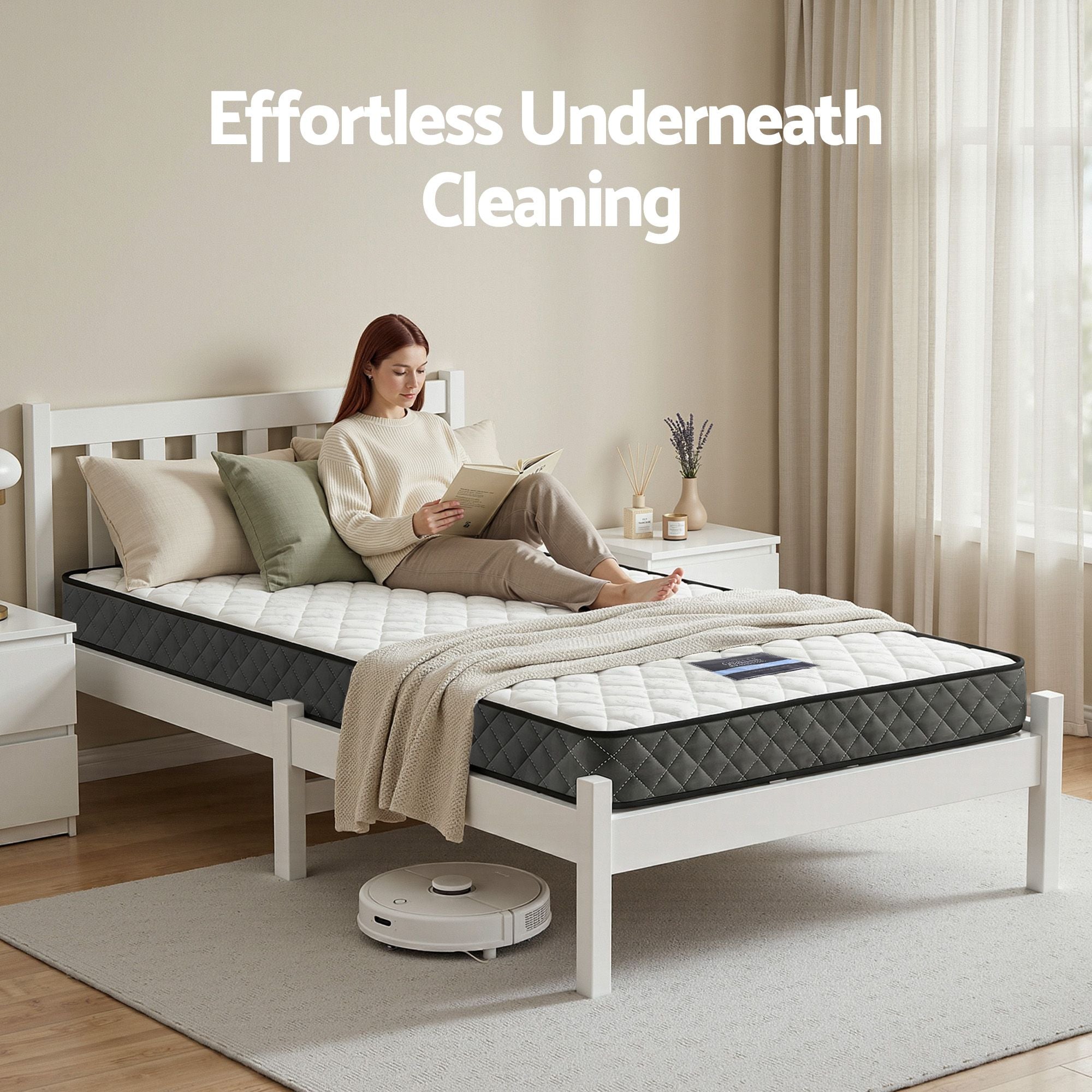 Single Bed Frame Mattress Set White Pine | Simpledeals