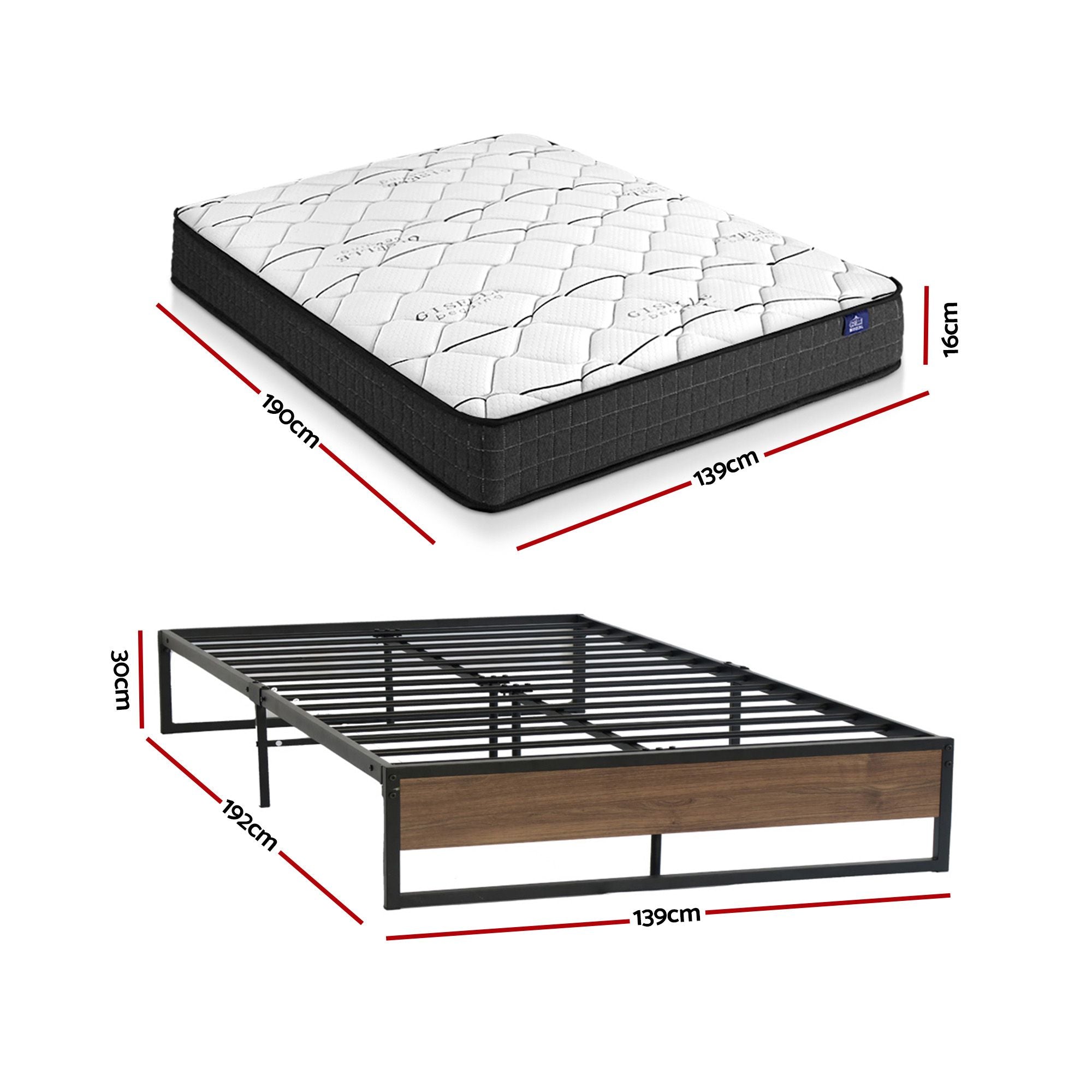 Double Bed Frame Mattress Set 16cm | Simpledeals