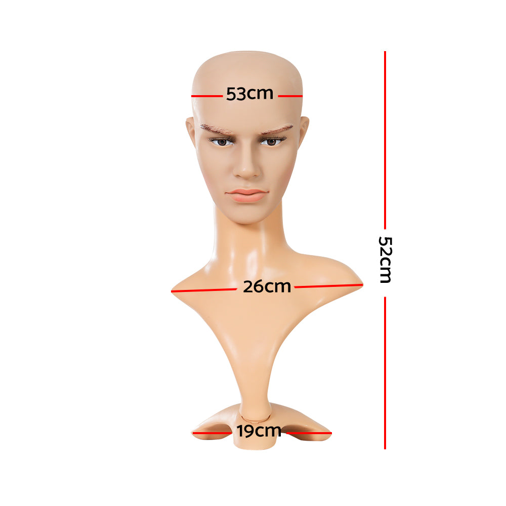 Mannequins - Male Mannequin Head Dummy Model Display Shop Stand Professional Use