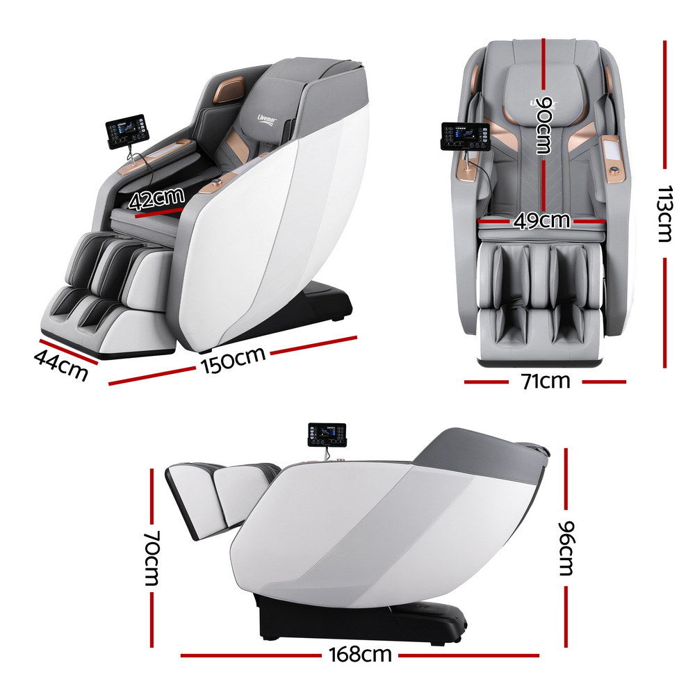 Livemor Massage Chair Electric Recliner Double Core Mechanism Massager ROWA White