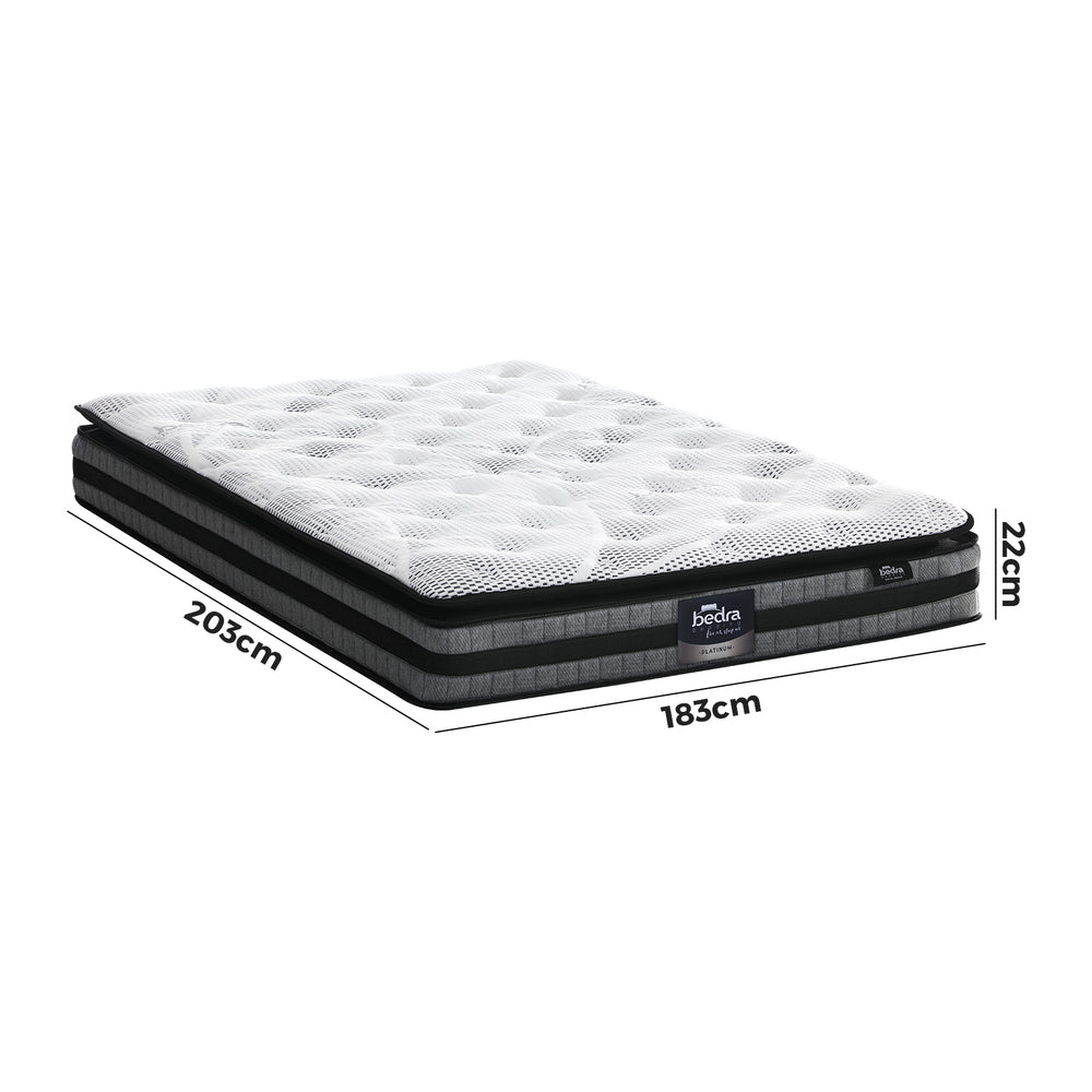 22cm Thick Medium-Firm Cool Gel Memory Foam Pillow Top Mattress 360° ventilation