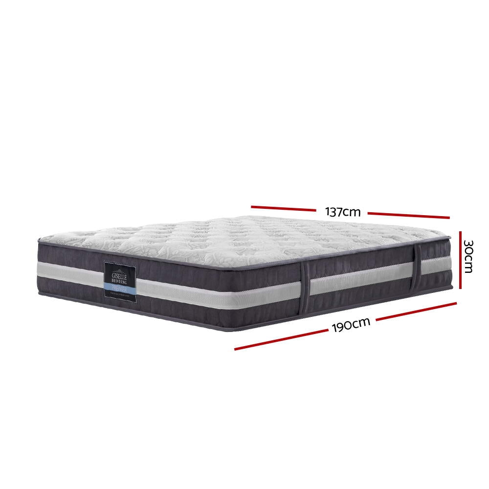 Double Mattress 30cm Pocket Spring Comfortable Support Bedding
