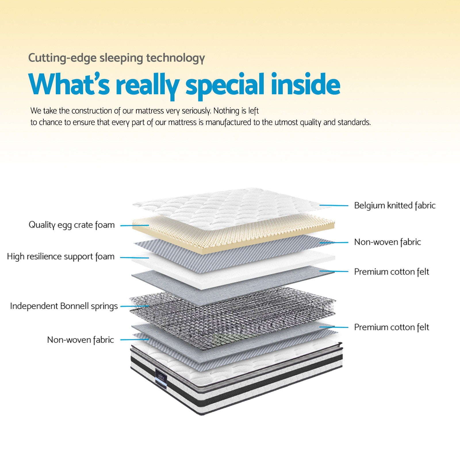 King Single Giselle Bedding Pillow Top Mattress Thickness 21cm, Medium Firmness 6.0