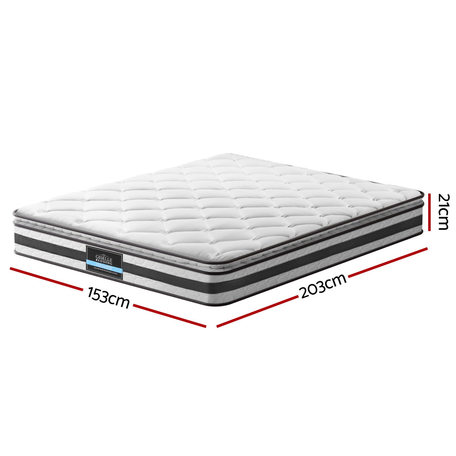 Queen Giselle Bedding Pillow Top Mattress Thickness 21cm, Medium Firmness 6.0