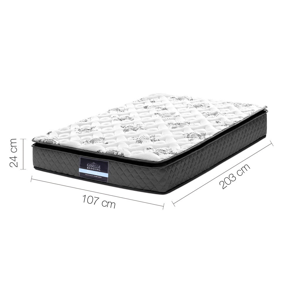 King Single Mattress 24cm 5 Zone Support 450 Coils Medium Firm