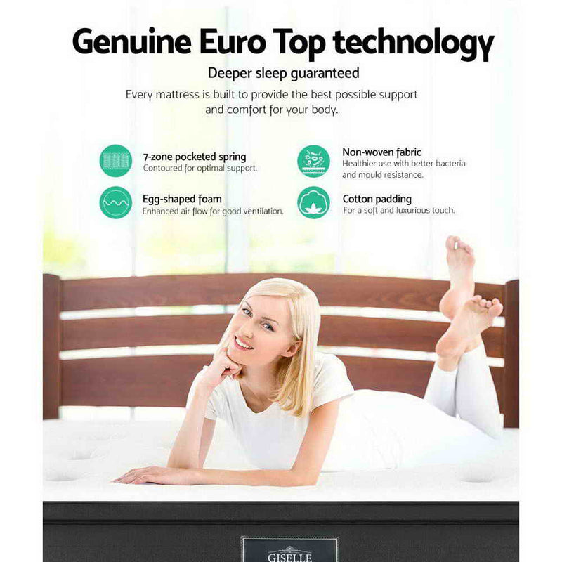 34cm Mattress Euro Top Double - Giselle Bedding Size Zone